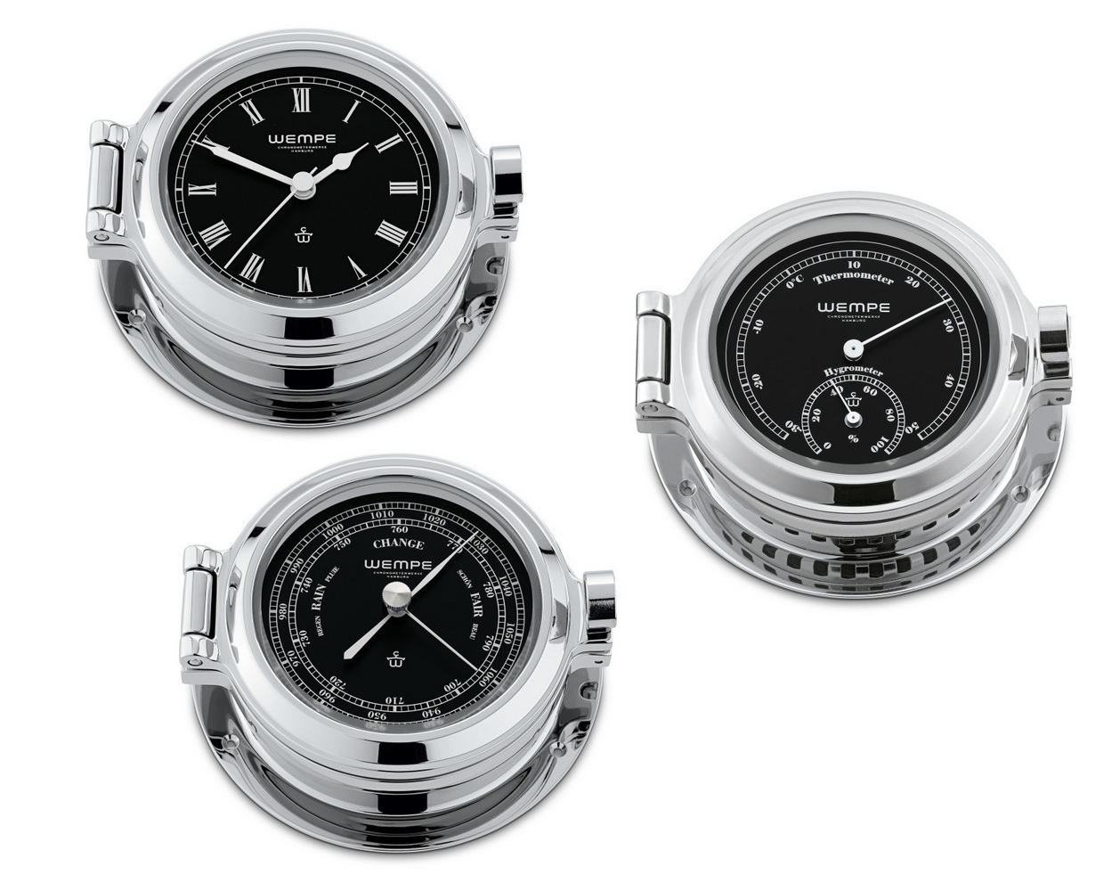 Gründl Wempe Nautik Set Uhr + Barometer + Thermo/ Hygrometer